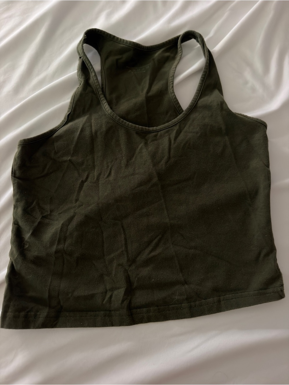 Women’s Olive Green Racerback Crop Tank Top
